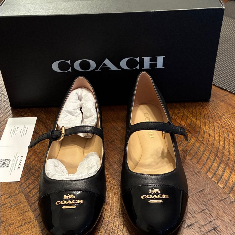 Coach Black Patent Leather Flats